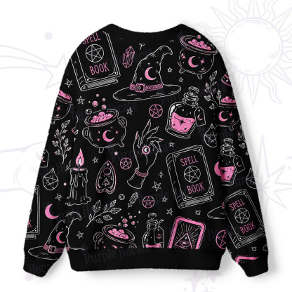 Purplehecate Witchcraft Spell Book and Potion Bottle Ugly Cardigan Sweaters