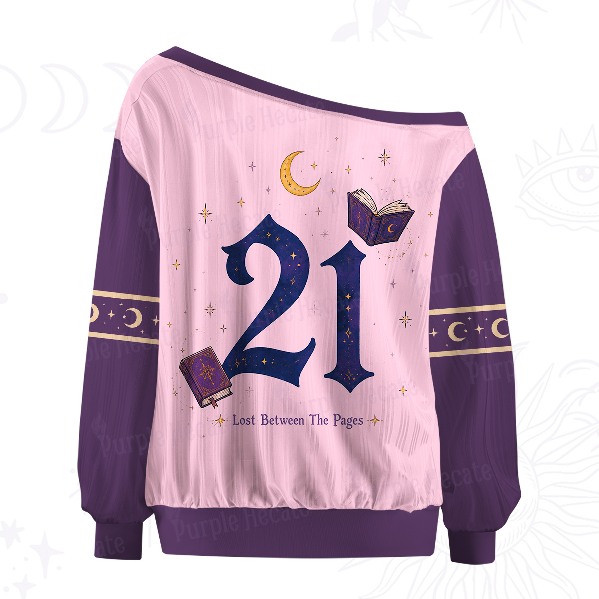 Purplehecate Lost Between the Pages Off The Shoulder Graphic Jersey