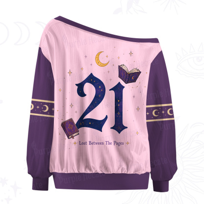Purplehecate Lost Between the Pages Off The Shoulder Graphic Jersey