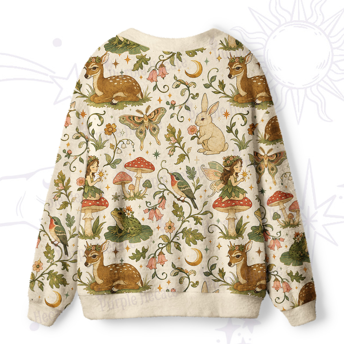 Purplehecate Forest Fairy & Her Animal Friends Ugly Cardigan Sweaters
