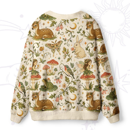 Purplehecate Forest Fairy & Her Animal Friends Ugly Cardigan Sweaters
