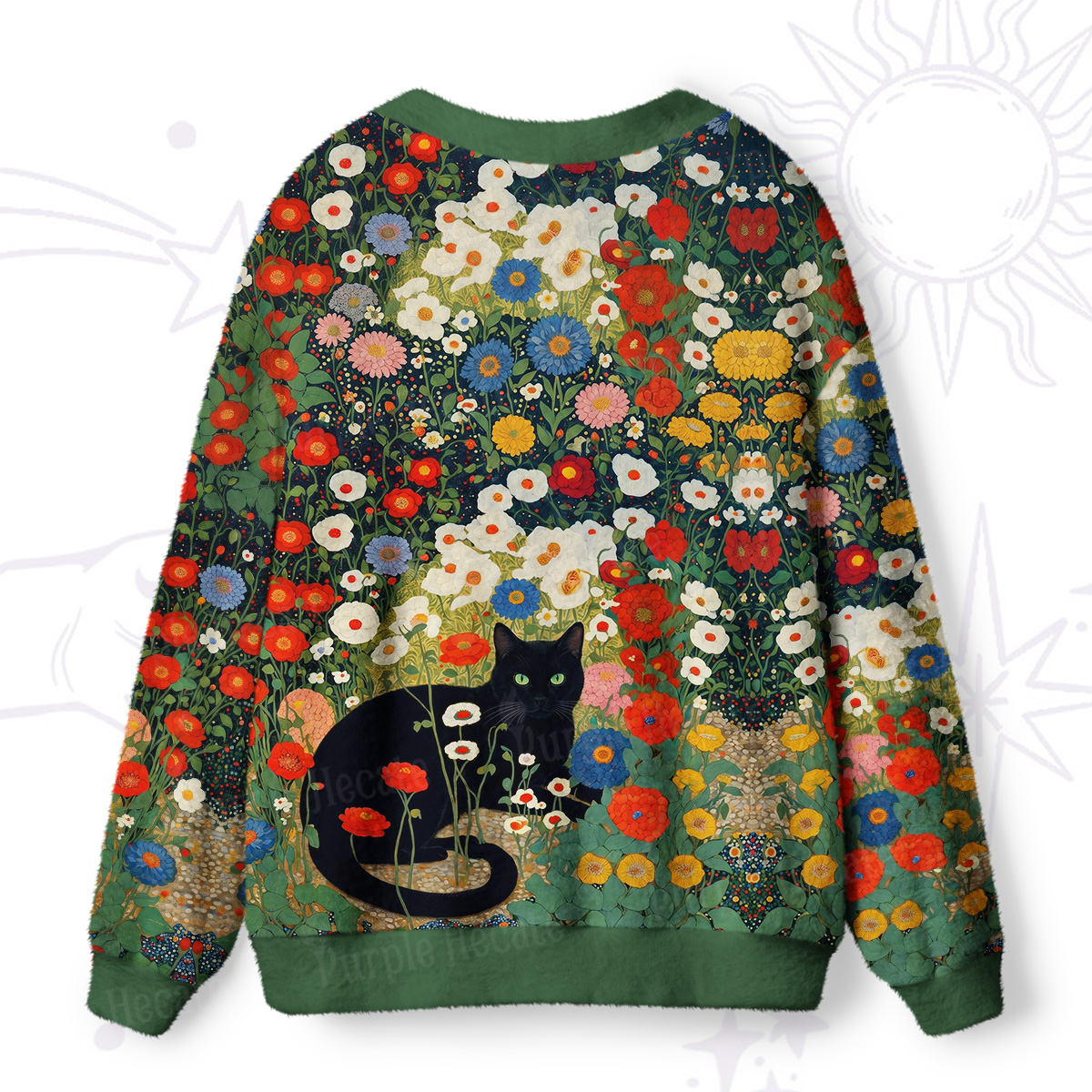 Purplehecate Vintage The Cat in Bloom Ugly Cardigan Sweaters