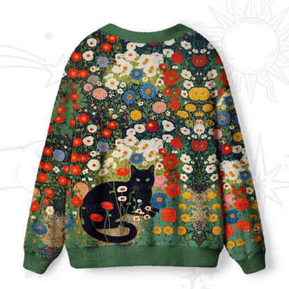 Purplehecate Vintage The Cat in Bloom Ugly Cardigan Sweaters