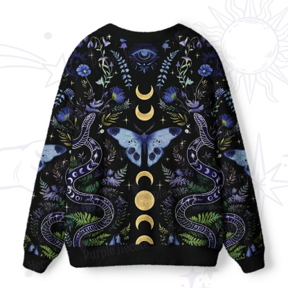 Purplehecate Moon Moth Witchery Ugly Cardigan Sweaters