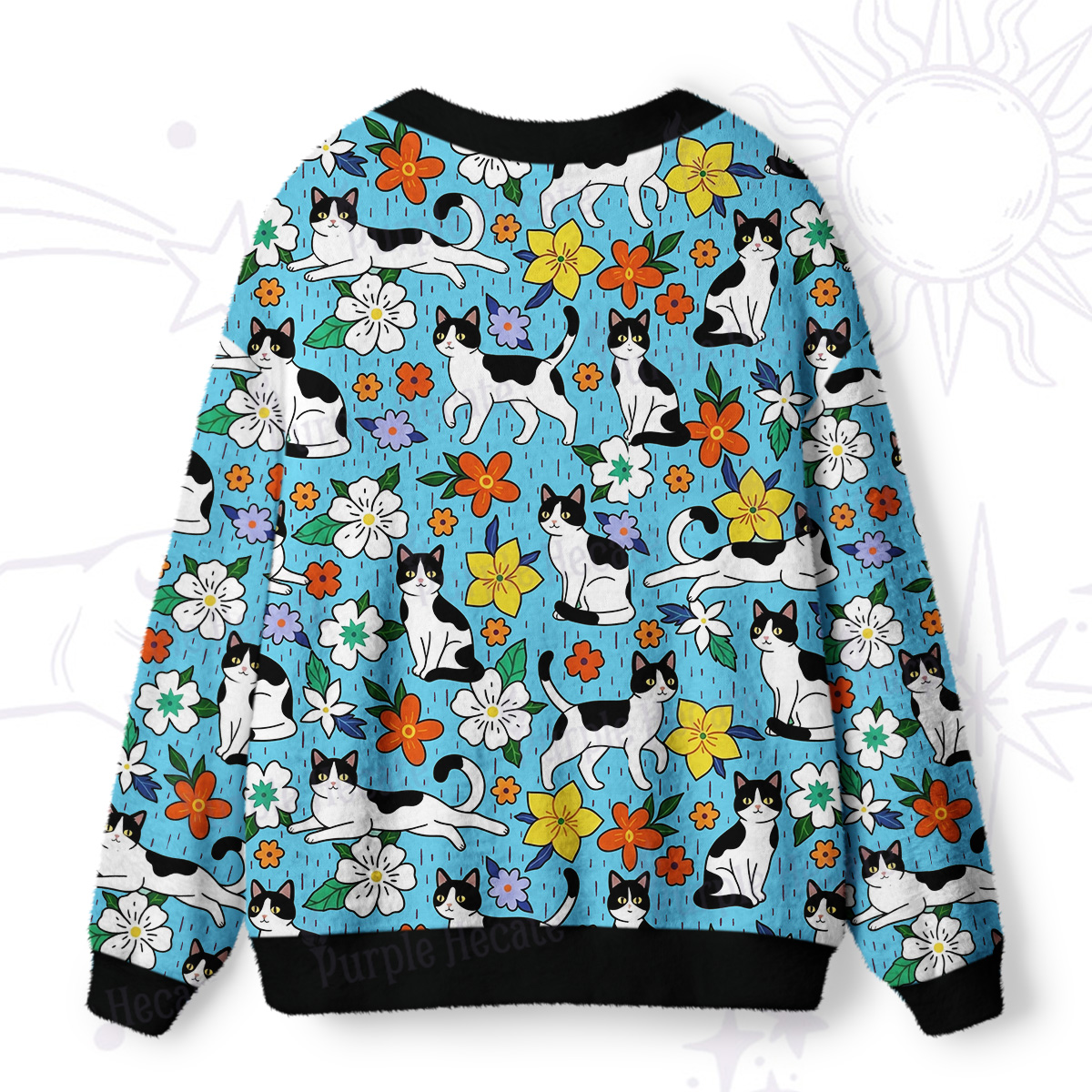 Purplehecate Enchanted Spring Whispering Cat Ugly Cardigan Sweaters