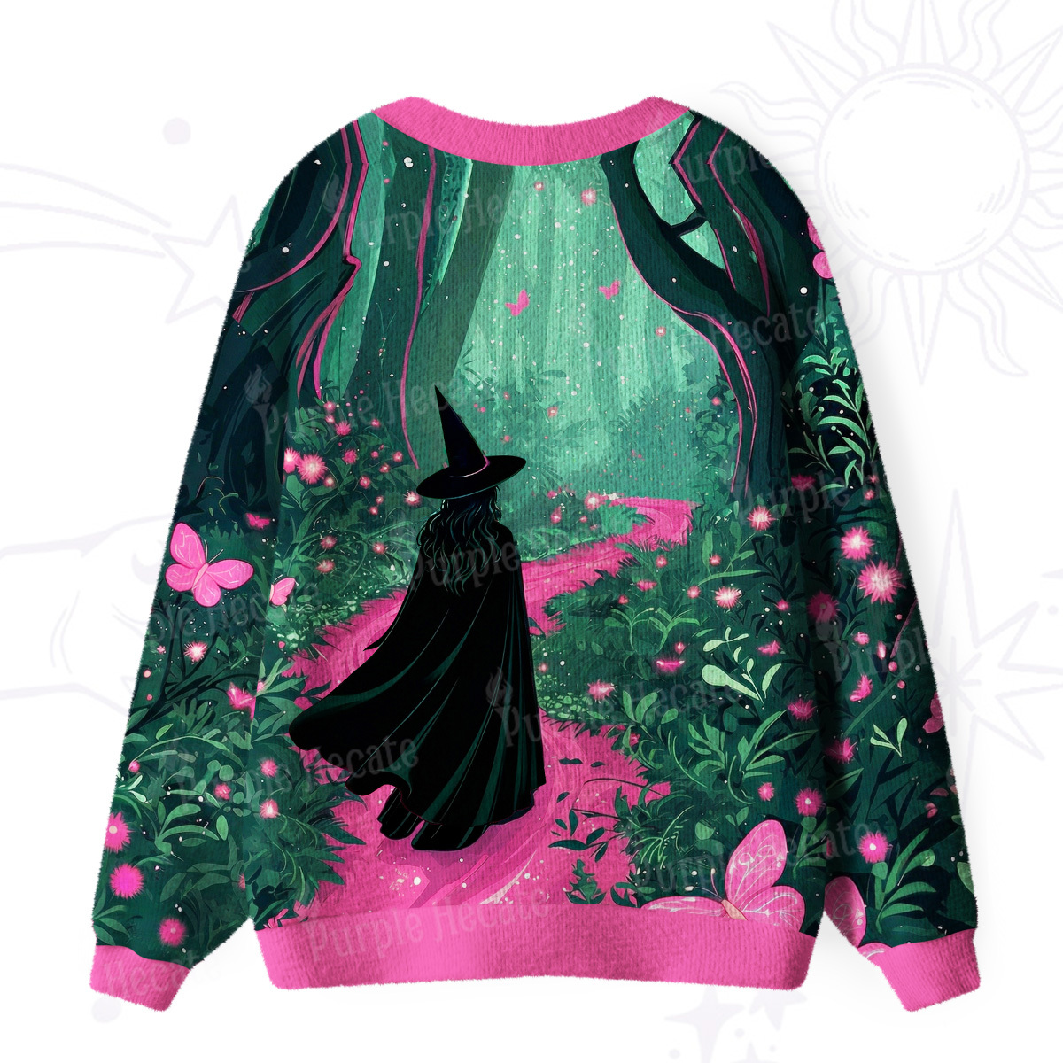 Purplehecate Witchy Forest Ugly Cardigan Sweaters