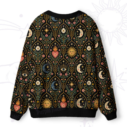 Purplehecate Mystic Sun Moon Hearts Ugly Cardigan Sweaters