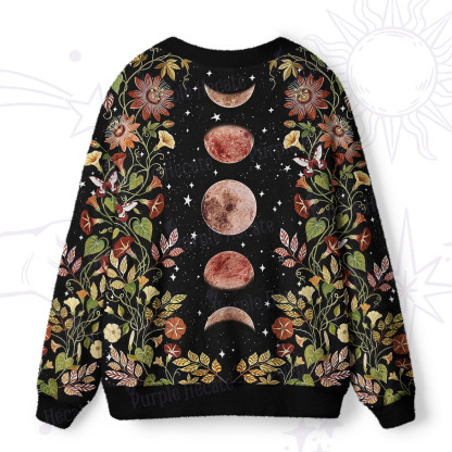 Purplehecate Moon Phase Floral Ugly Cardigan Sweaters