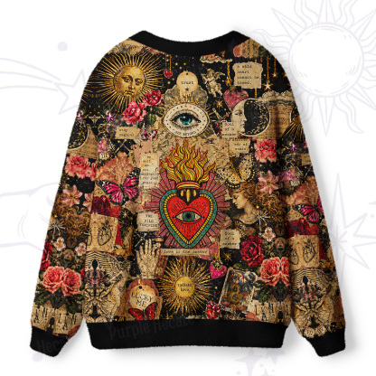 Purplehecate Vintage Celestial Witch Moon Collage Ugly Cardigan Sweaters