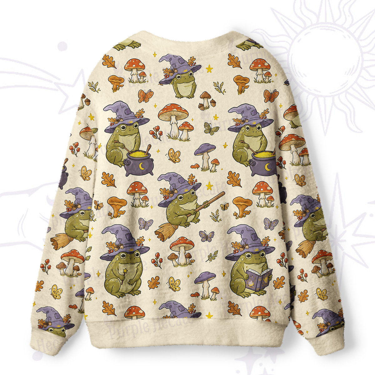 Purplehecate Wizard Frog Ugly Cardigan Sweaters