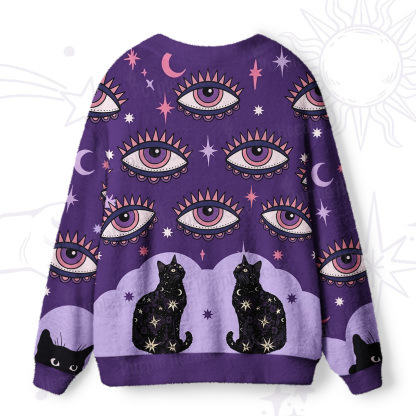 Purplehecate Eye of the Void & Black Cat Ugly Cardigan Sweaters