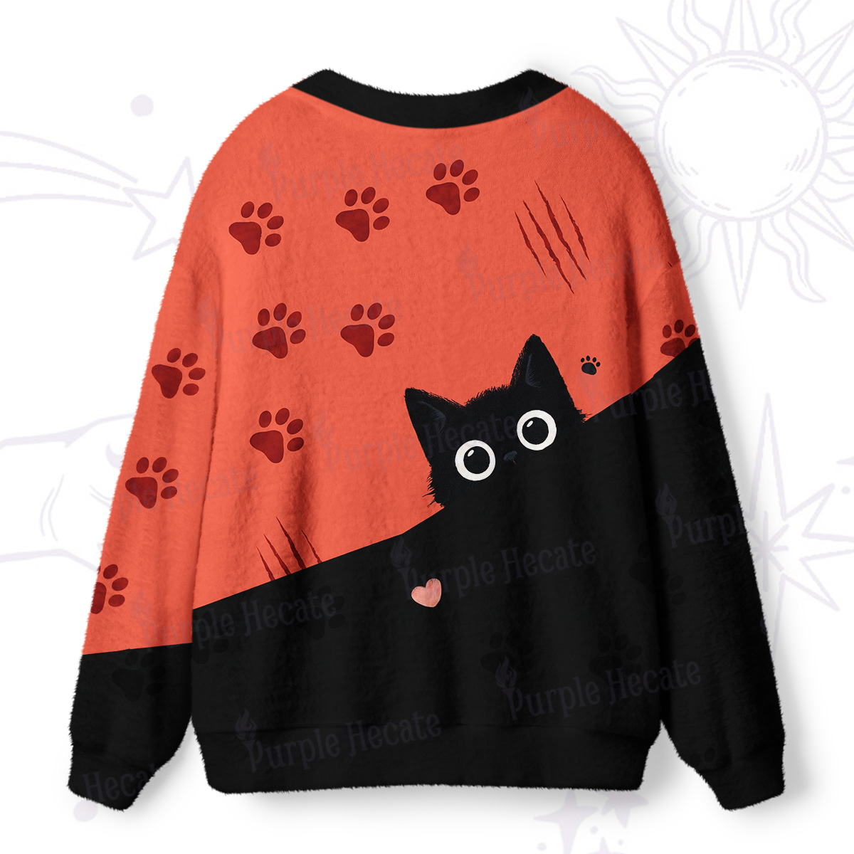 Purplehecate Peekaboo Black Cat Paw Ugly Cardigan Sweaters