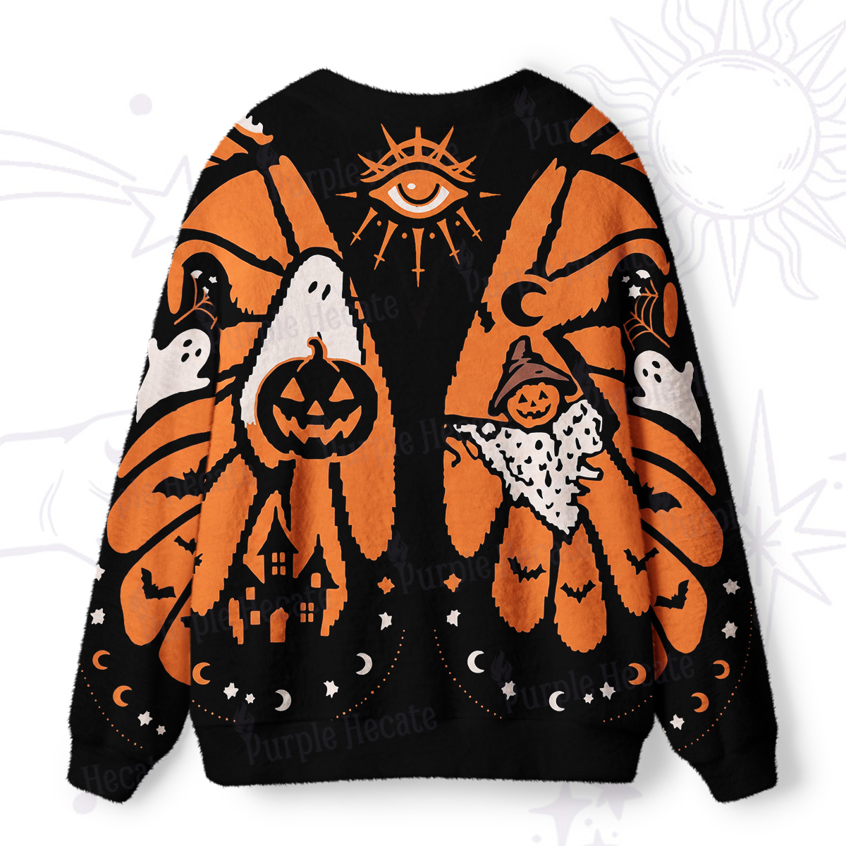 Purplehecate Haunted Pumpkin Patch Ugly Cardigan Sweaters