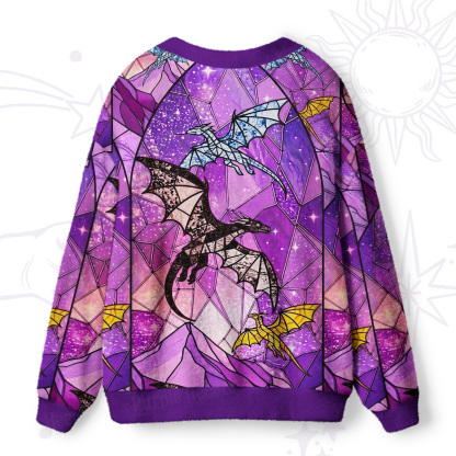 Purplehecate Stained Glass Sky Dragons Ugly Cardigan Sweaters