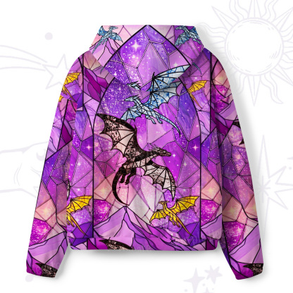 Purplehecate Stained Glass Sky Dragons All-Over Print Hoodie