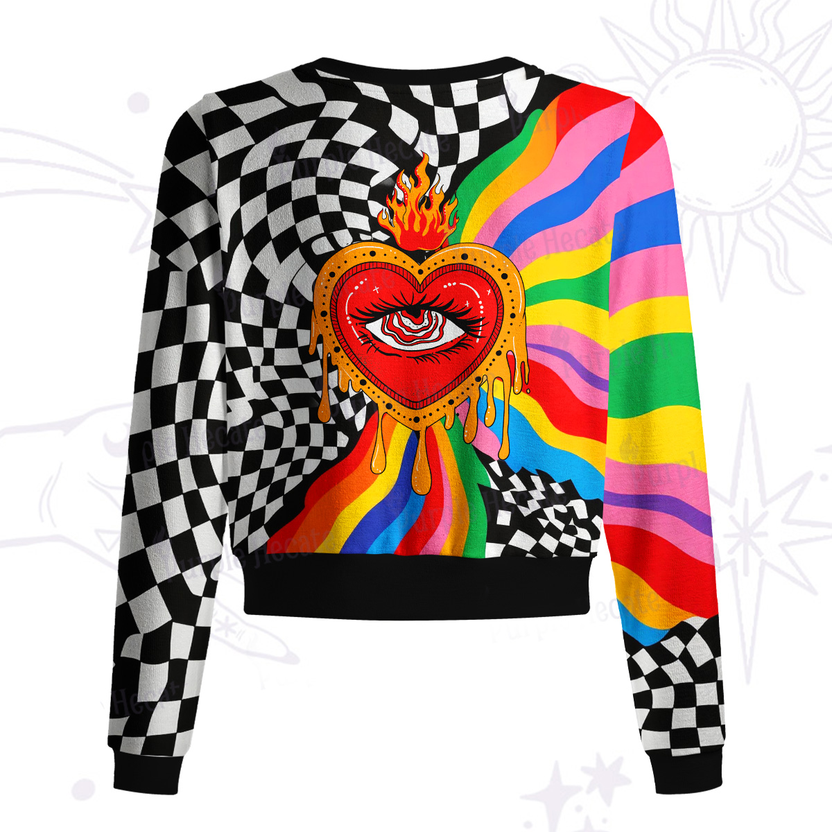 Purplehecate Trippy Rainbow Heart Eye Knit Cardigan