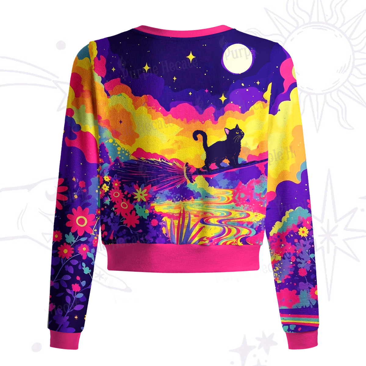 Purplehecate Midnight Cosmic Cat Fantasy Knit Cardigan