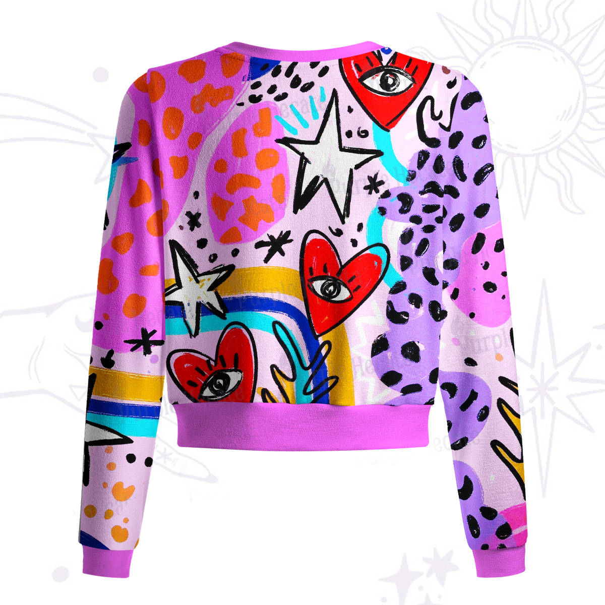 Purplehecate Cosmic Love Eyes Graffiti Knit Cardigan