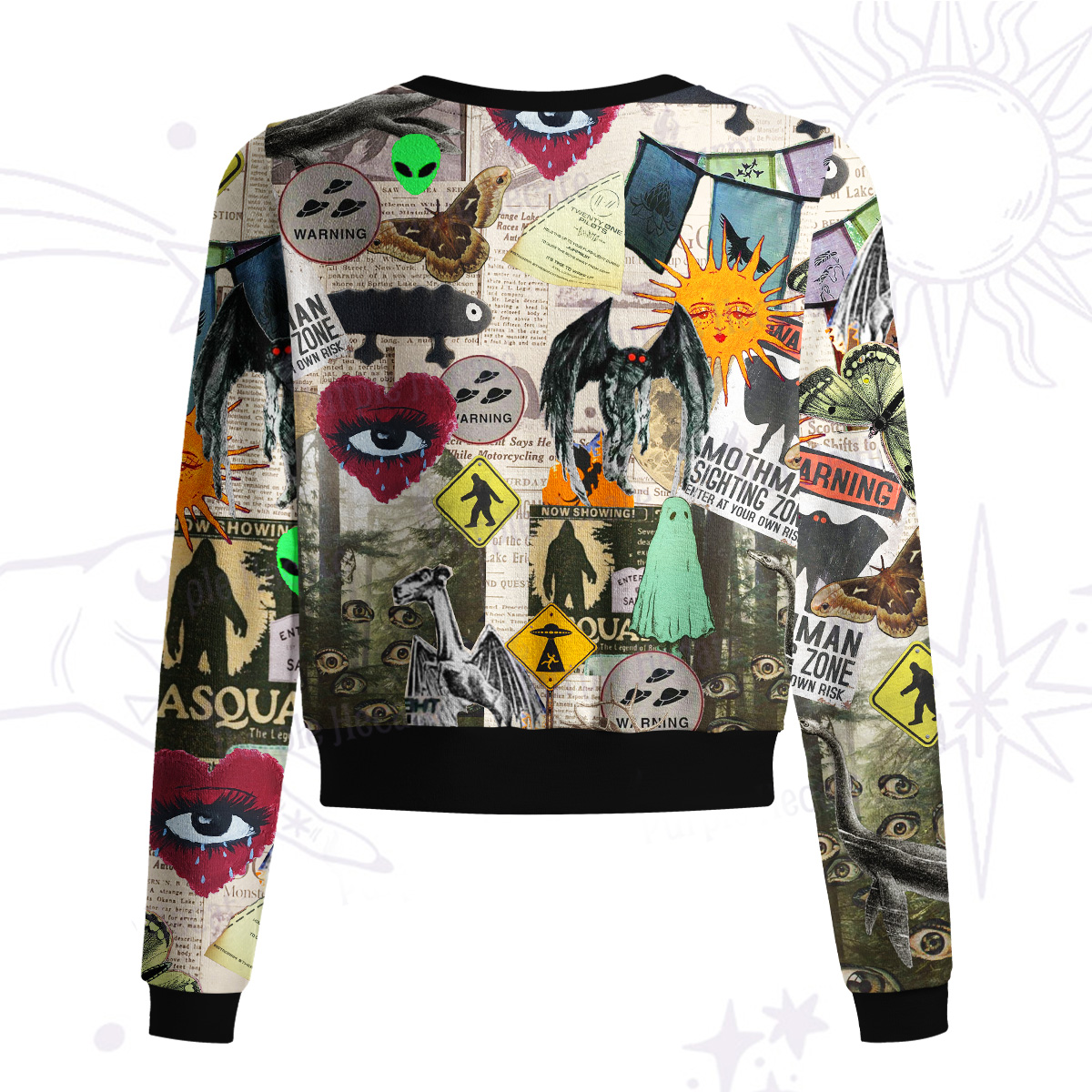 Purplehecate Cryptid Warning Collage Knit Cardigan