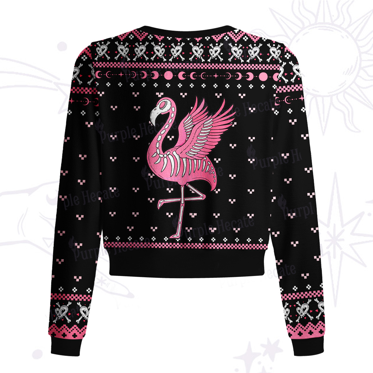 Purplehecate Witchy Pink Flamingo Skull Knit Cardigan