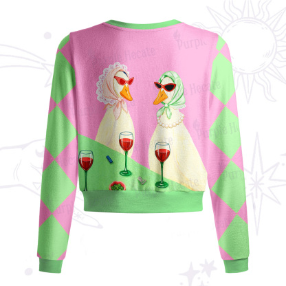 Purplehecate Tipsy Goose Wine Party Knit Cardigan