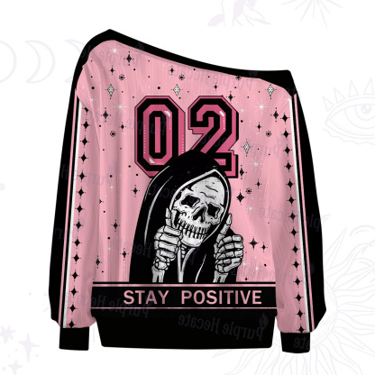 Purplehecate Stay Positive Off The Shoulder Graphic Jersey
