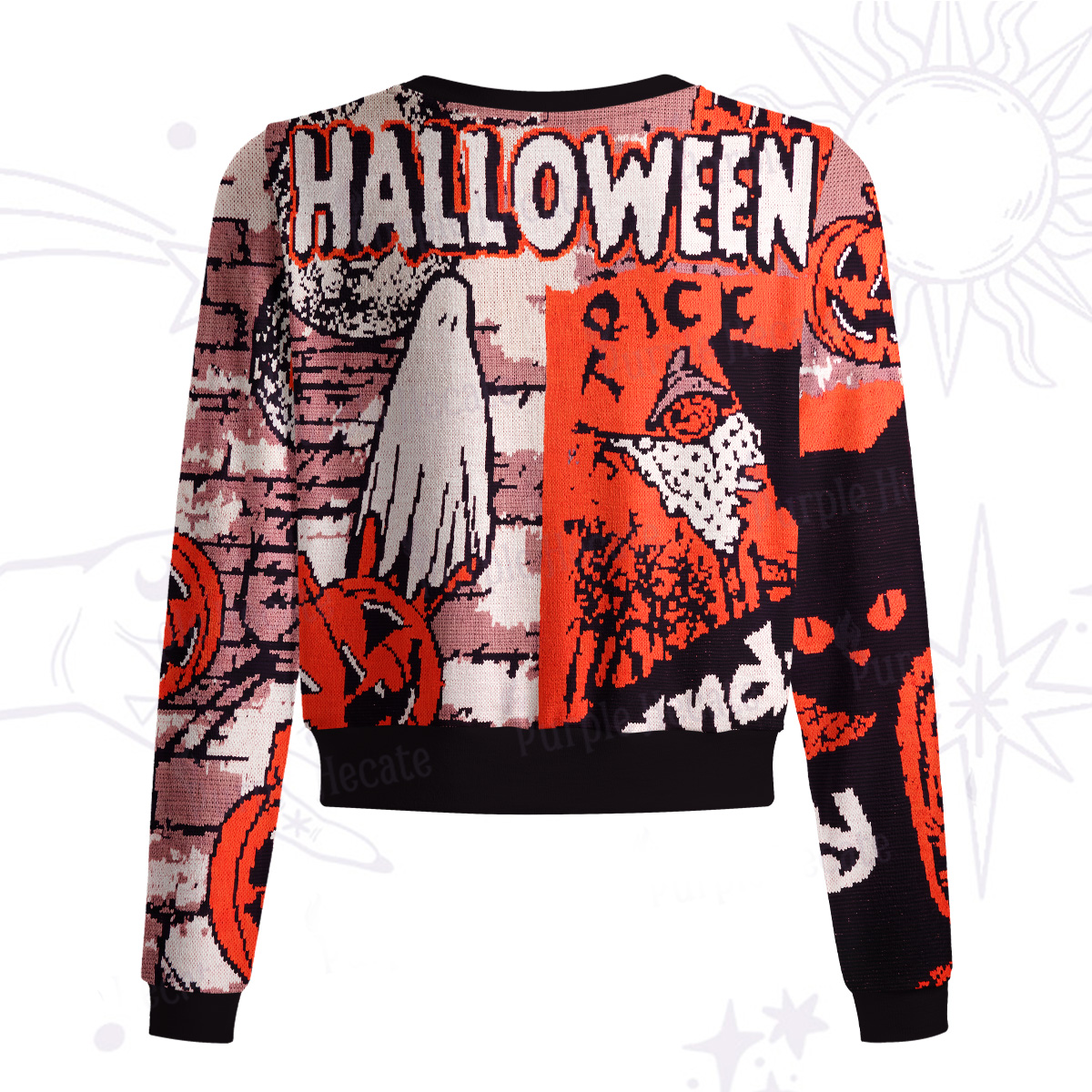 Purplehecate Pumpkin Orange Ghost Knit Cardigan