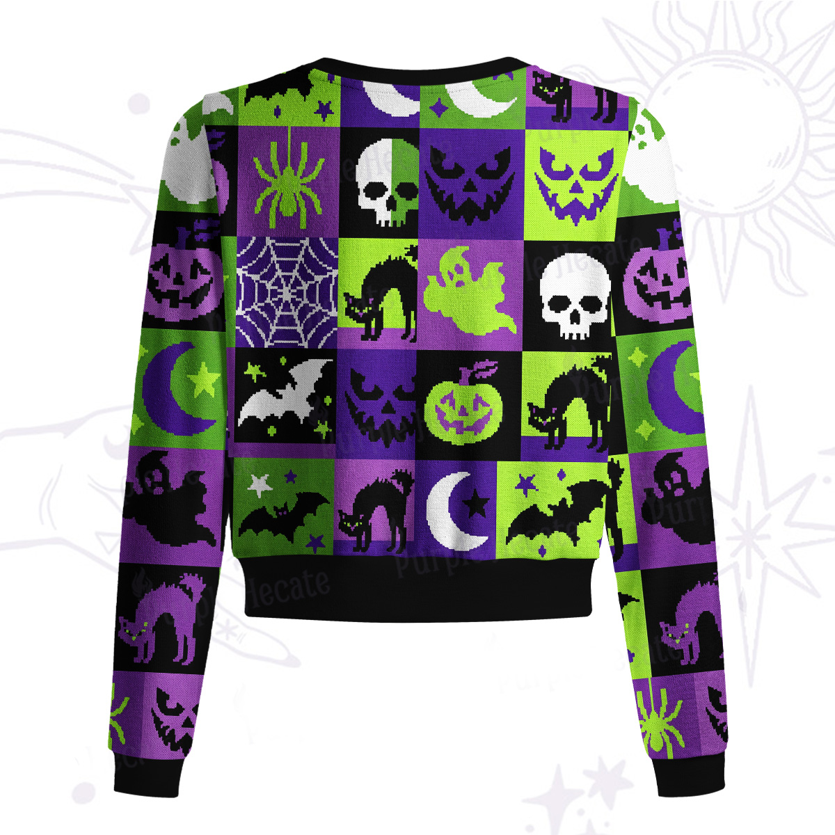 Purplehecate Spooky Patchwork Halloween Knit Cardigan