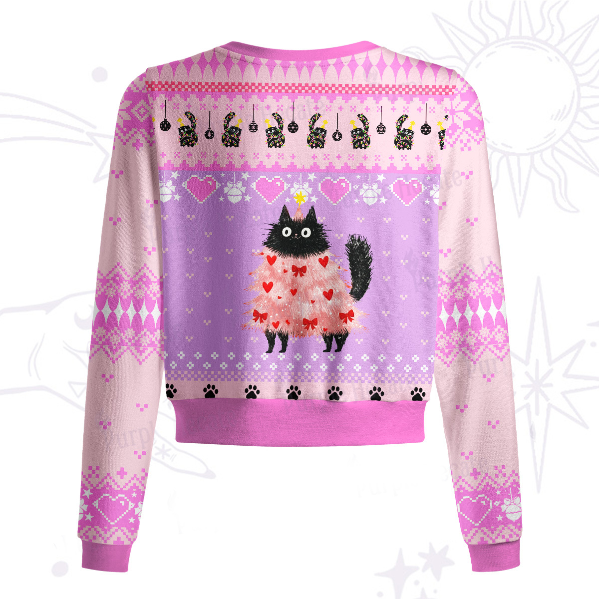 Purplehecate Funny Black Cat in Tree Knit Cardigan