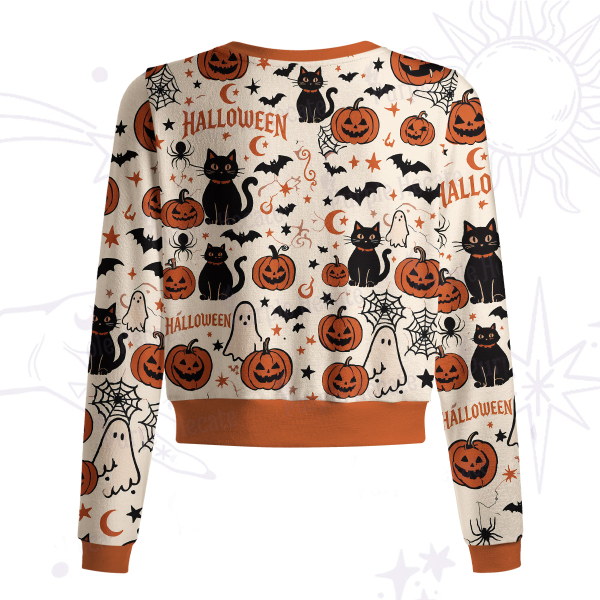 Purplehecate Halloween Ghost Black Cat Knit Cardigan