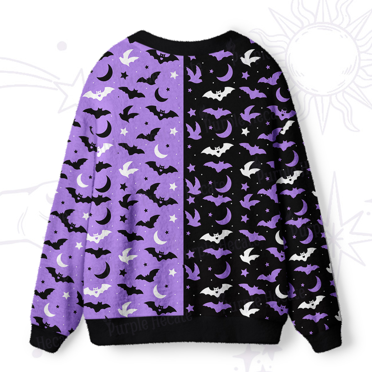 Purplehecate Moonlit Bats Ugly Cardigan Sweaters