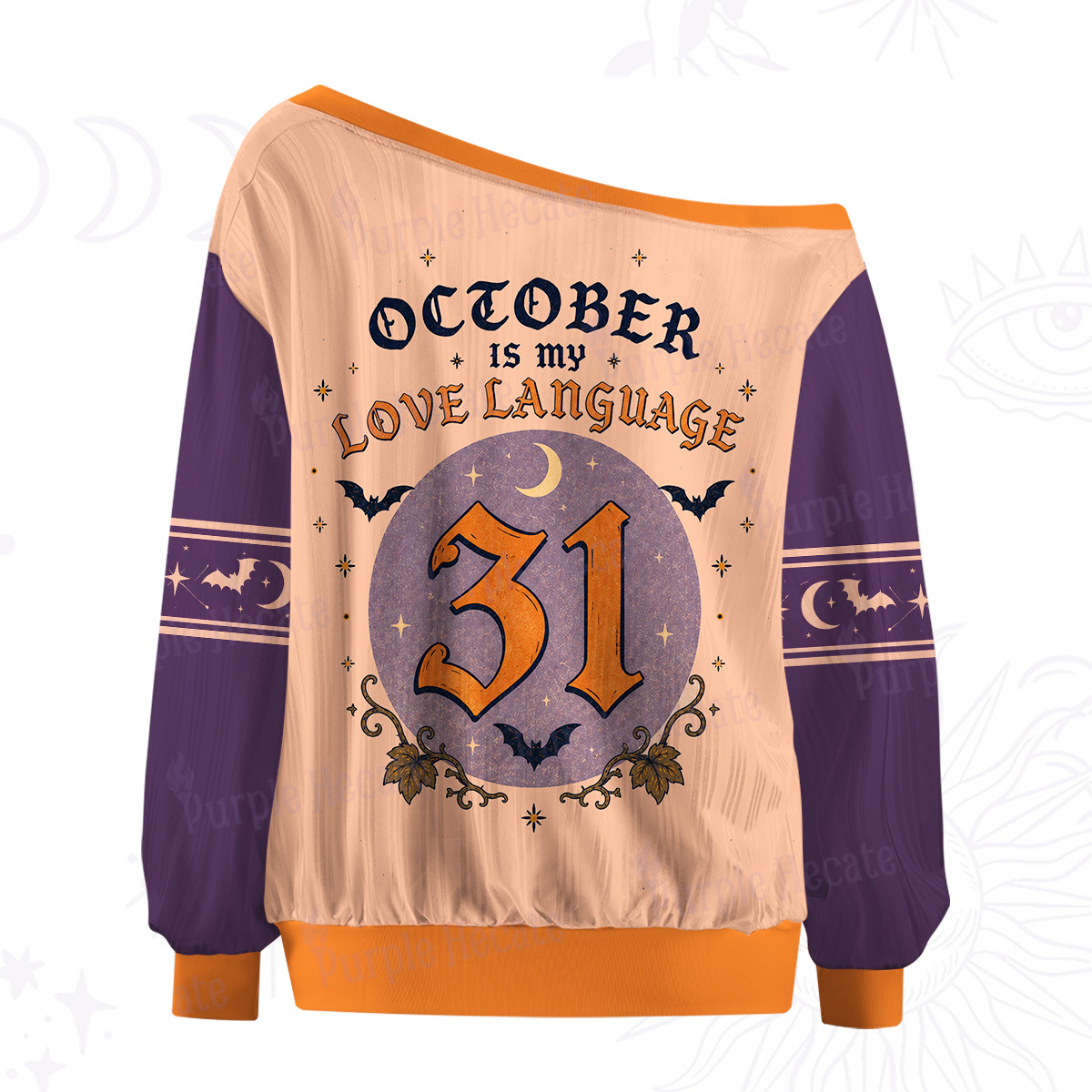 Purplehecate October Is My Love Language Witch Off The Shoulder Graphic Jersey