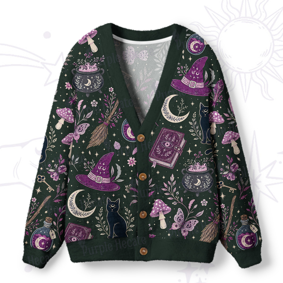 Purplehecate Witchcraft Spellbook Ugly Cardigan Sweaters
