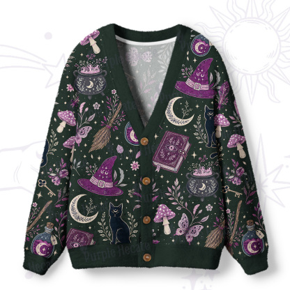 Purplehecate Witchcraft Spellbook Ugly Cardigan Sweaters