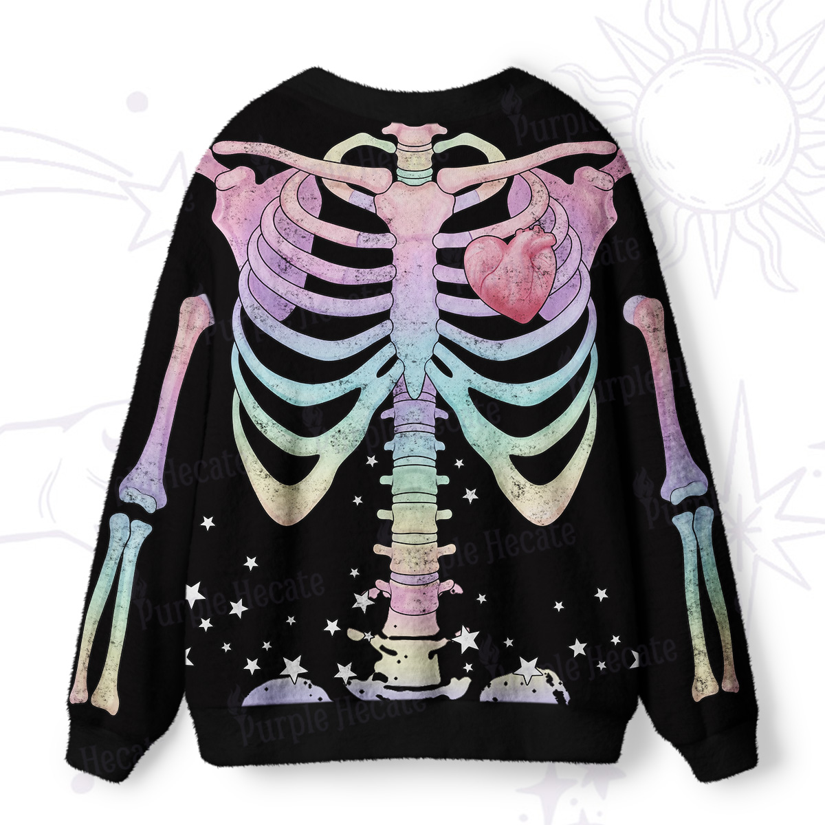 Purplehecate Spooky Skeleton Ugly Cardigan Sweaters