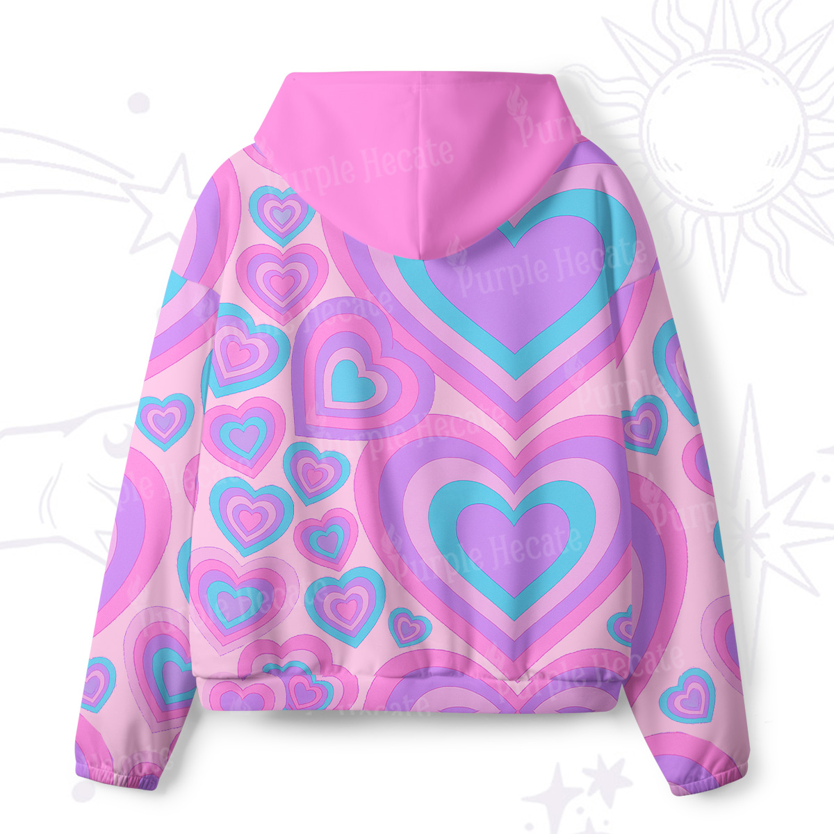 Purplehecate Soft Pastel Love Waves All-Over Print Hoodie