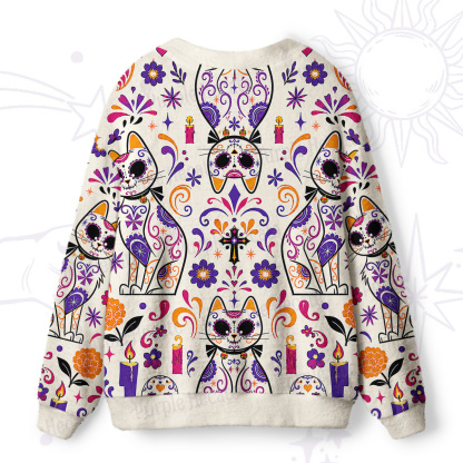 Purplehecate Day of the Dead Cat Ugly Cardigan Sweaters