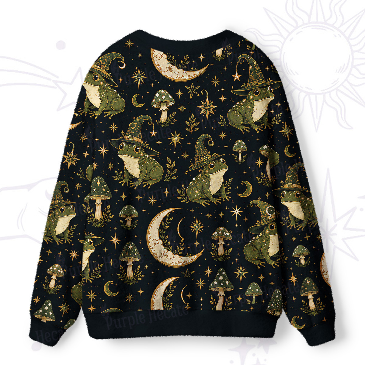 Purplehecate Witch Frog Moonlight Ugly Cardigan Sweaters