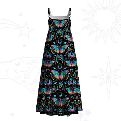 Purplehecate Enchanted Night Moth Wide Straps Maxi Dress