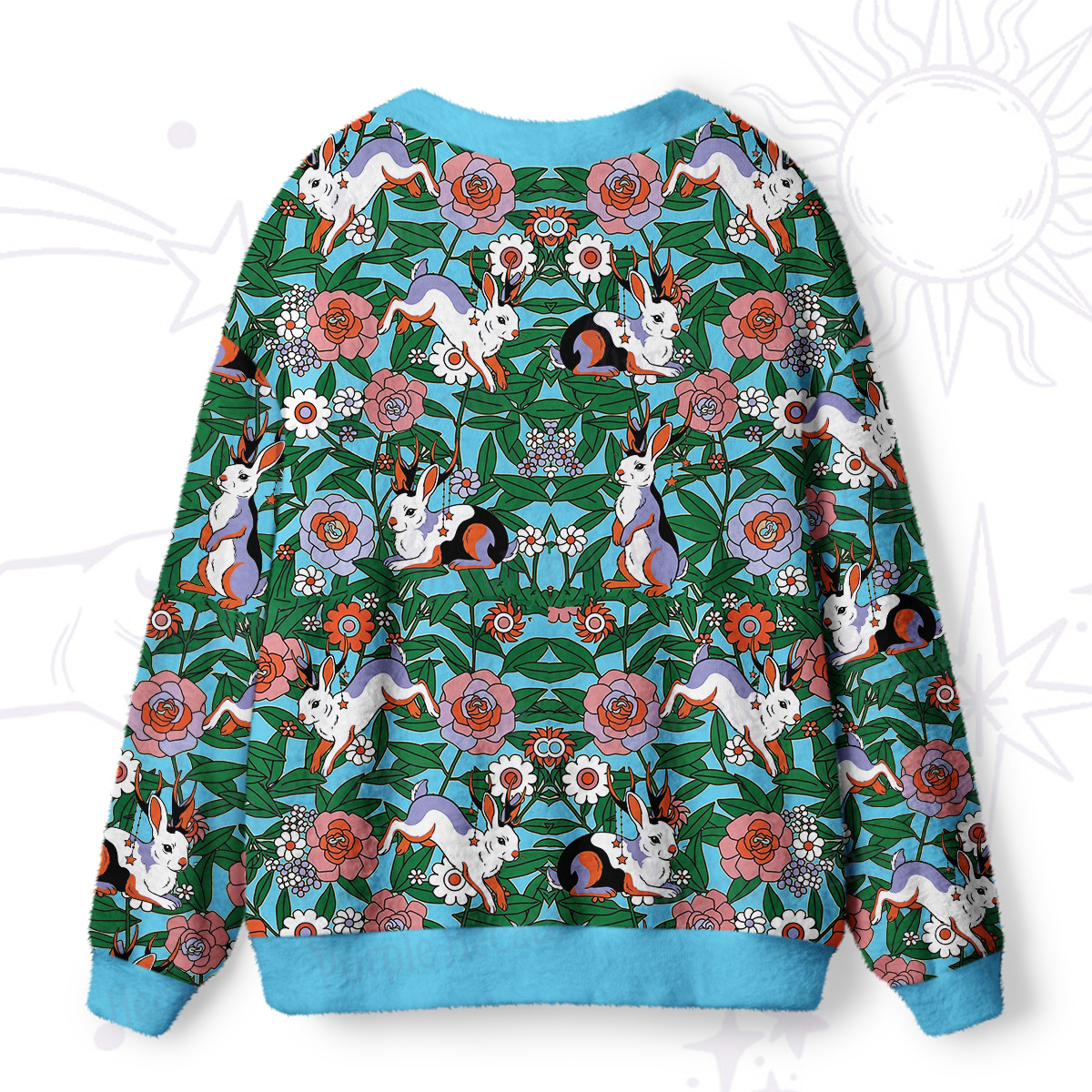 Purplehecate Mystic Blossom Bunny Garden Ugly Cardigan Sweaters