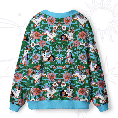 Purplehecate Mystic Blossom Bunny Garden Ugly Cardigan Sweaters