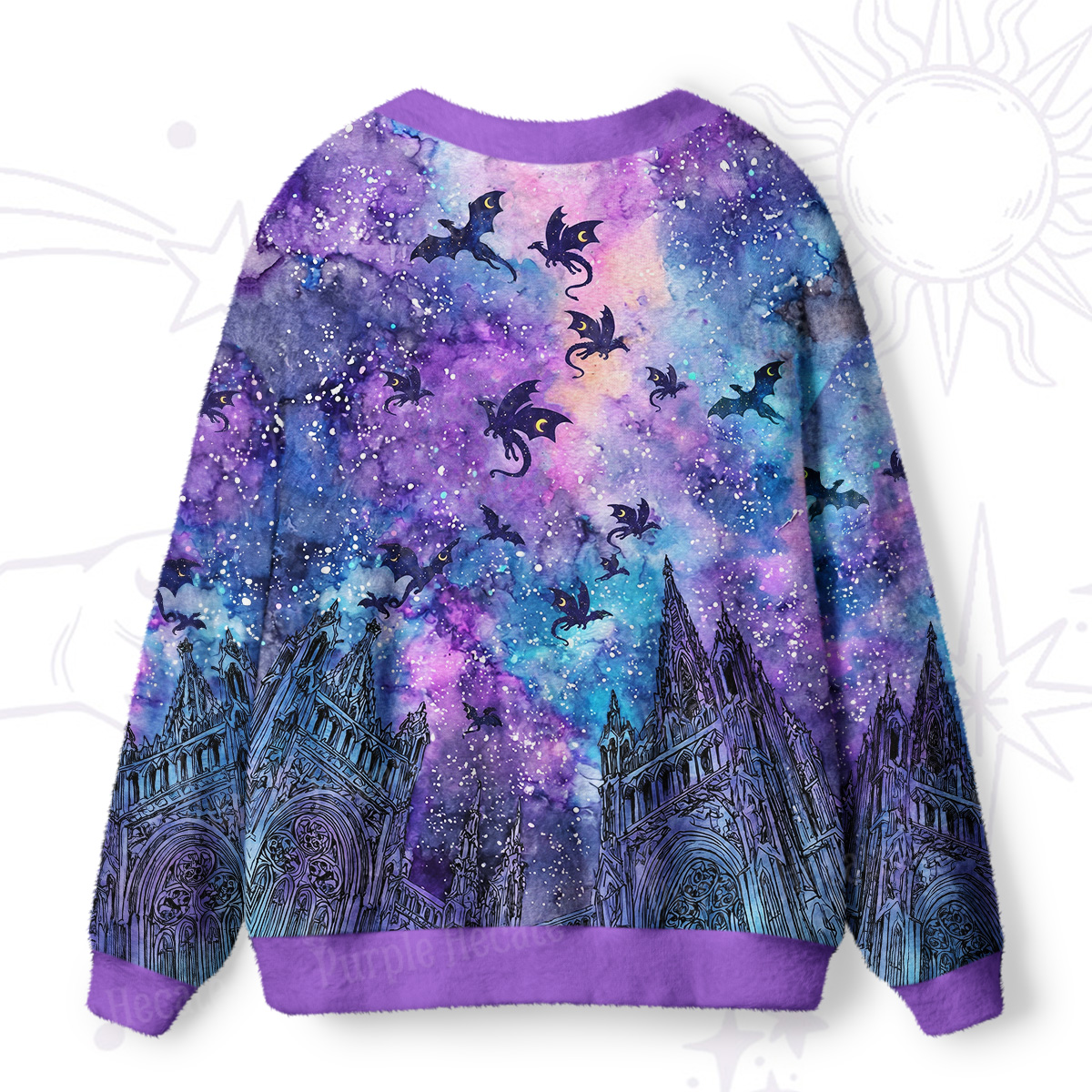 Purplehecate Cosmic Dragon Gothic Cathedra Ugly Cardigan Sweaters