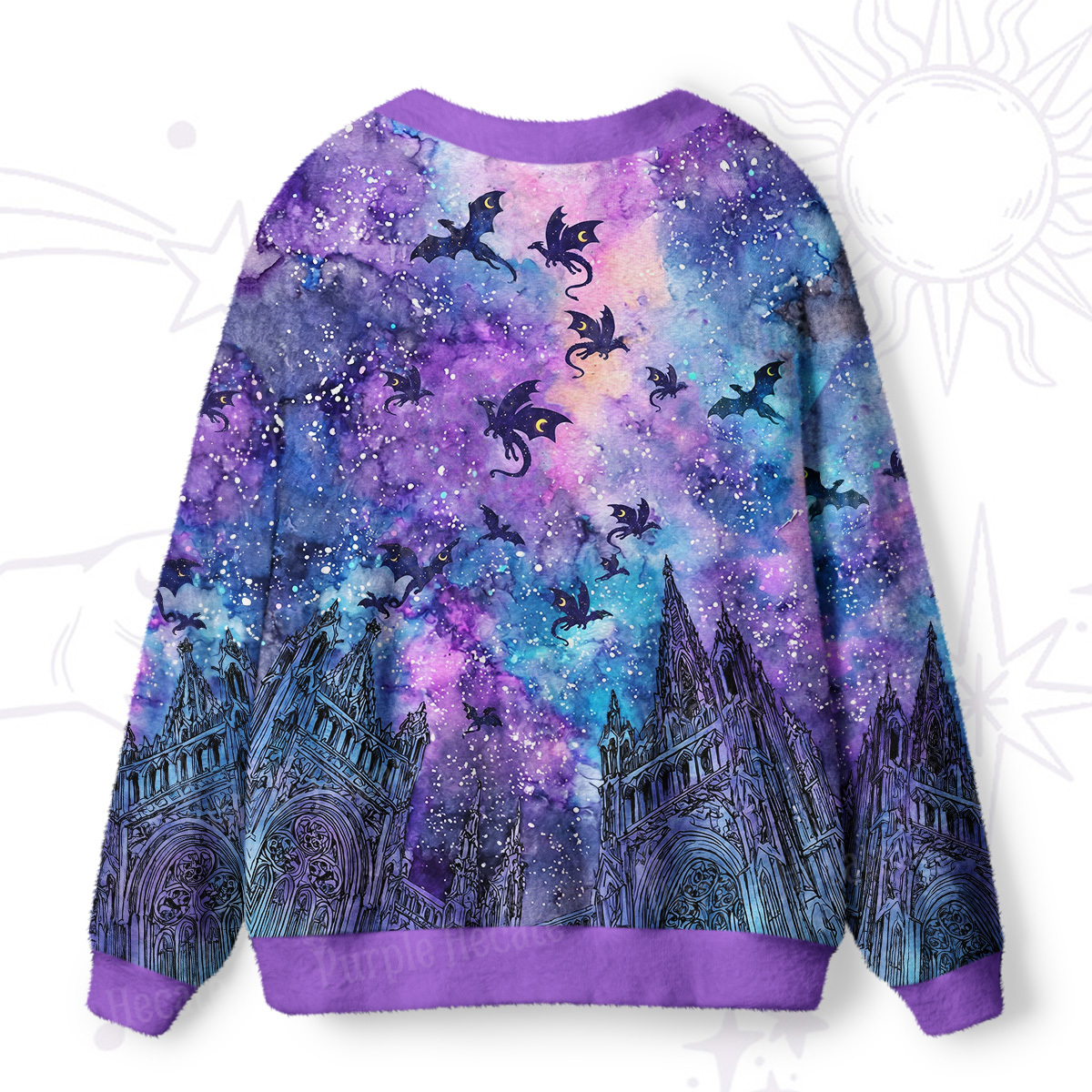 Purplehecate Cosmic Dragon Gothic Cathedra Ugly Cardigan Sweaters