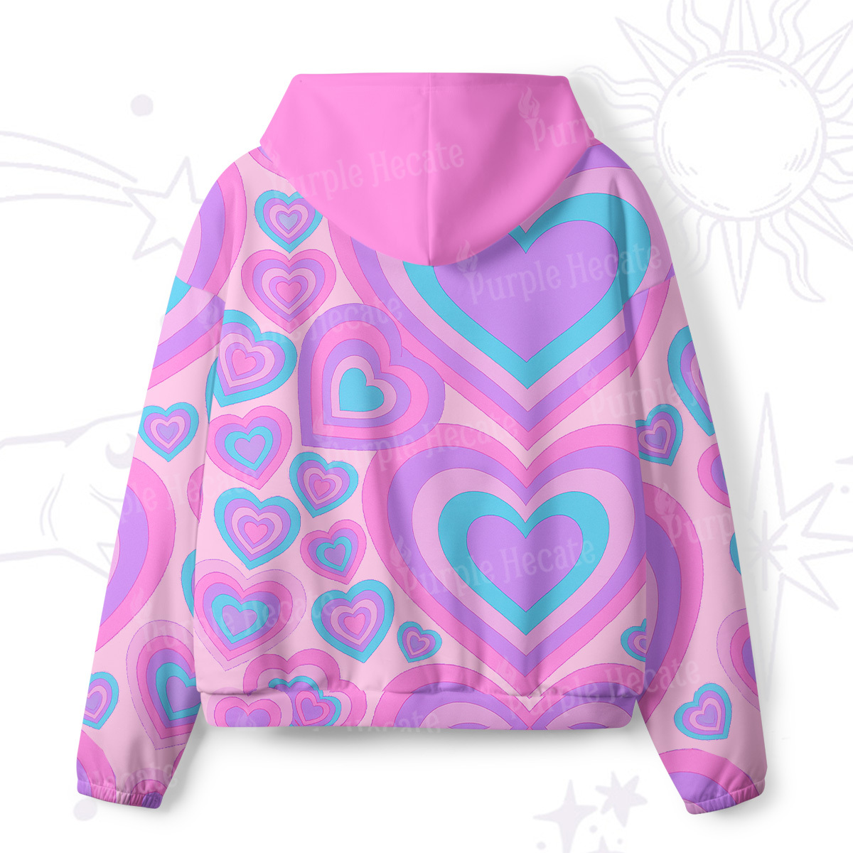 Purplehecate Soft Pastel Love Waves All-Over Print Hoodie
