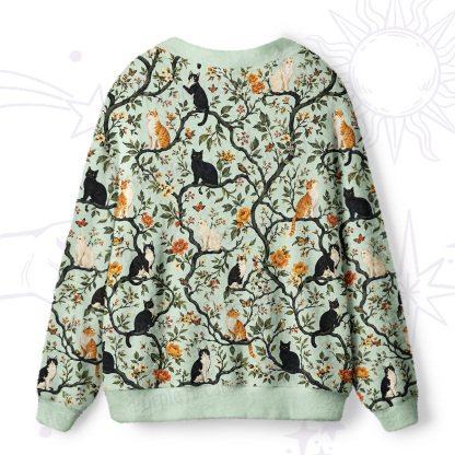 Purplehecate Enchanted Cat Grove Ugly Cardigan Sweaters