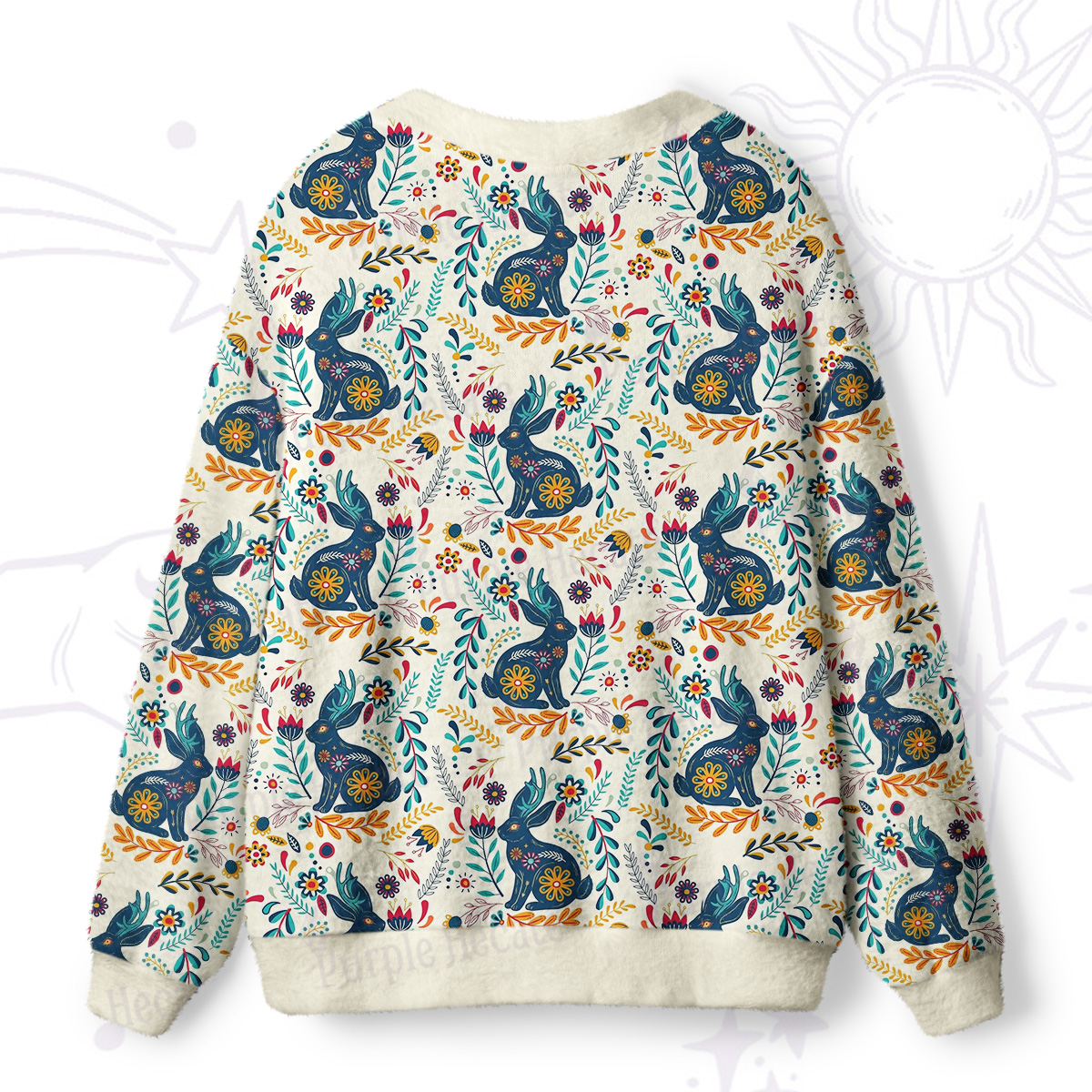 Purplehecate Secret Garden Bunny Ugly Cardigan Sweaters