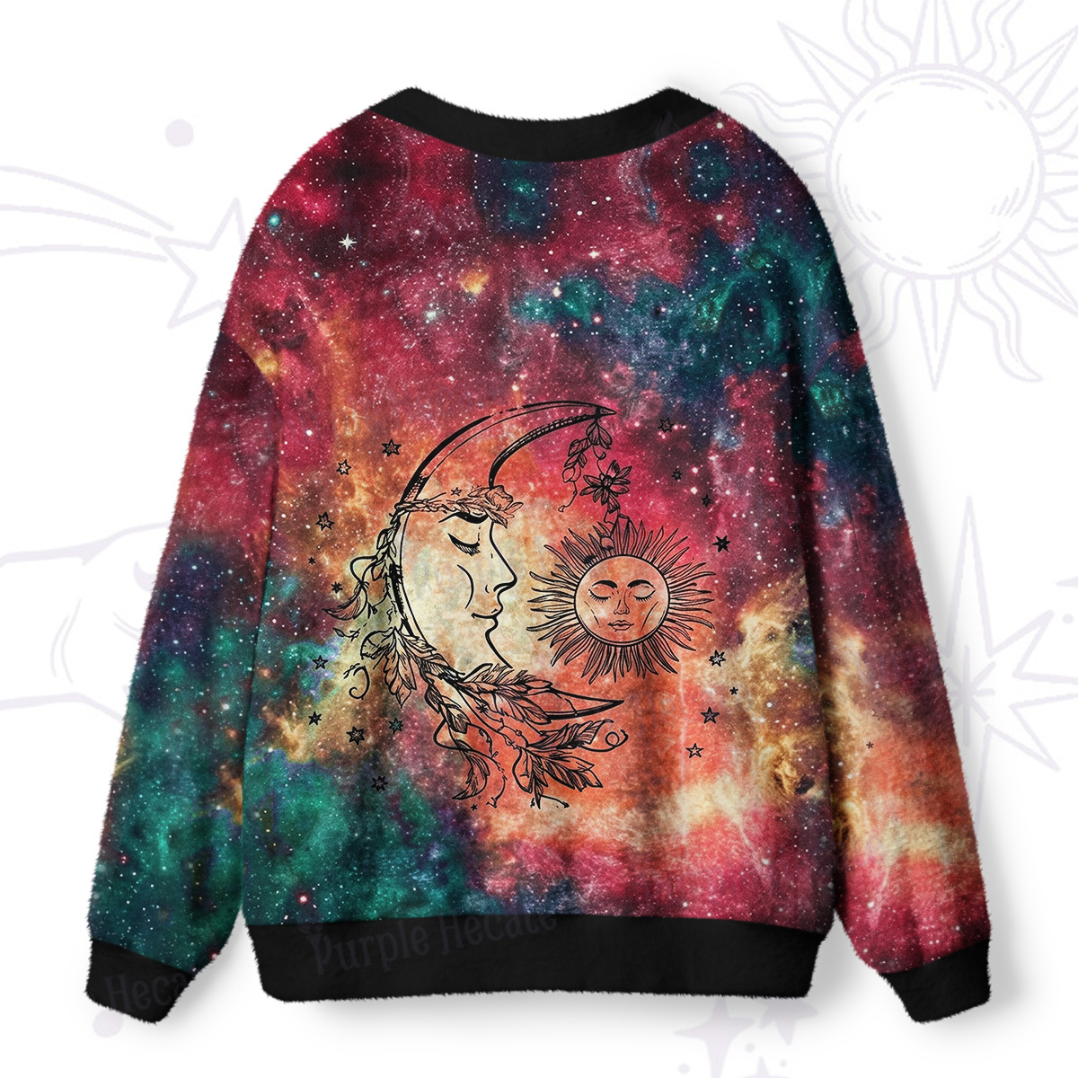 Purplehecate Sun Moon Dreams Ugly Cardigan Sweaters