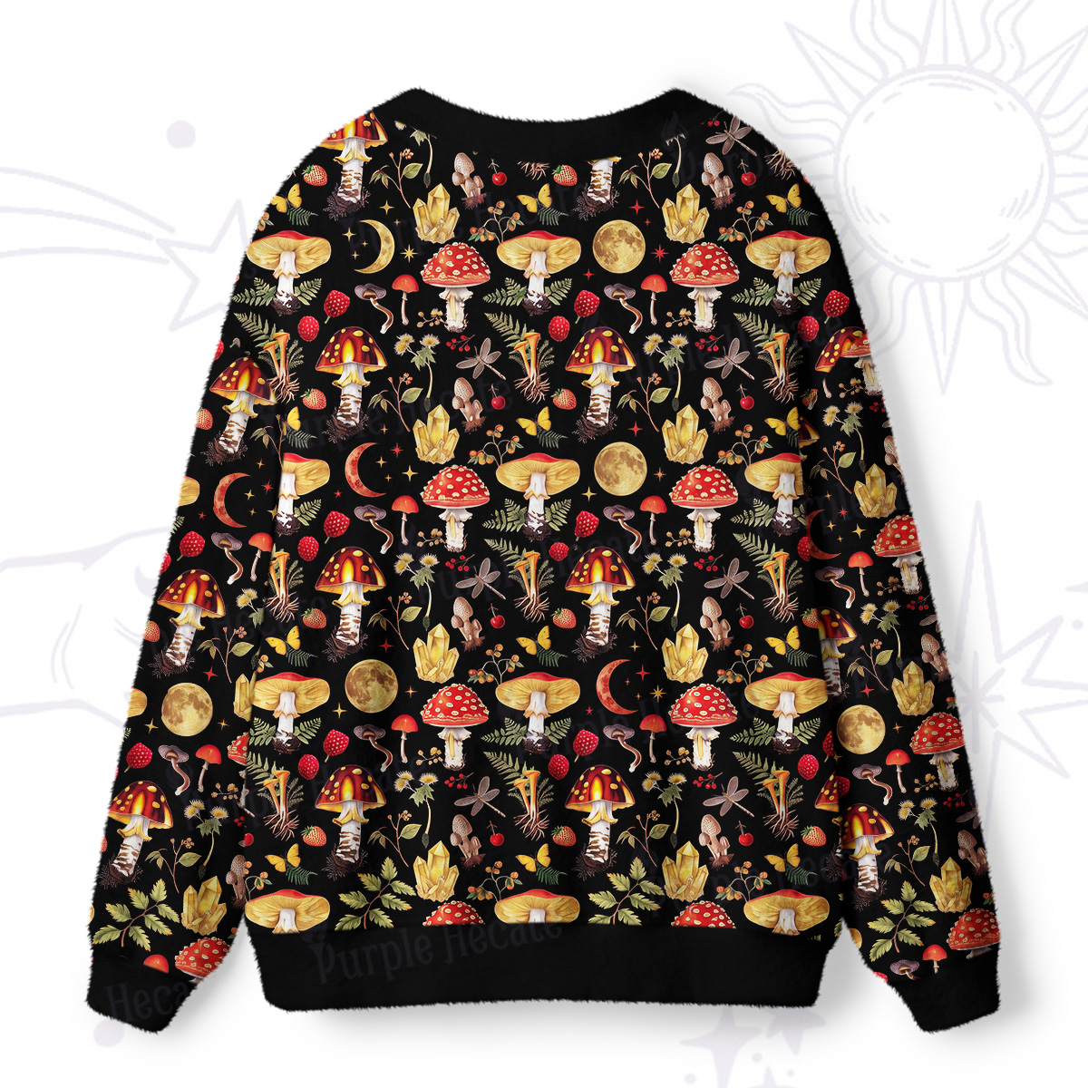 Purplehecate Creamy Woodland Mushrooms Ugly Cardigan Sweaters