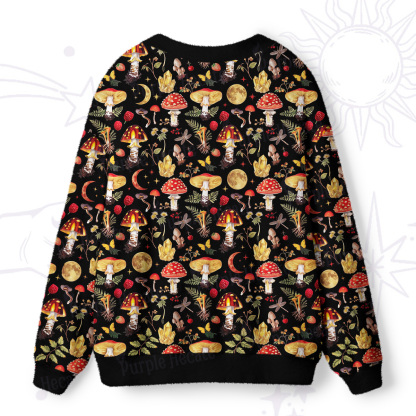 Purplehecate Creamy Woodland Mushrooms Ugly Cardigan Sweaters