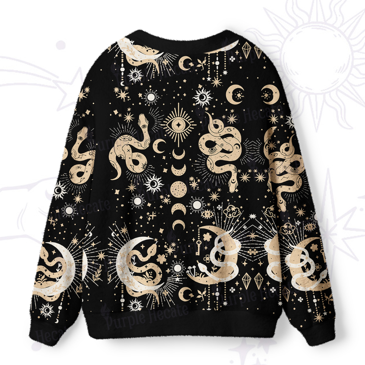 Purplehecate Divine Serpent Under the Moon Ugly Cardigan Sweaters